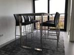 Set van 6 leren barstoelen - grijs leer - Echt leer, Modern,, Huis en Inrichting, Stoelen, Overige kleuren, Nieuw, Leer, Ophalen of Verzenden