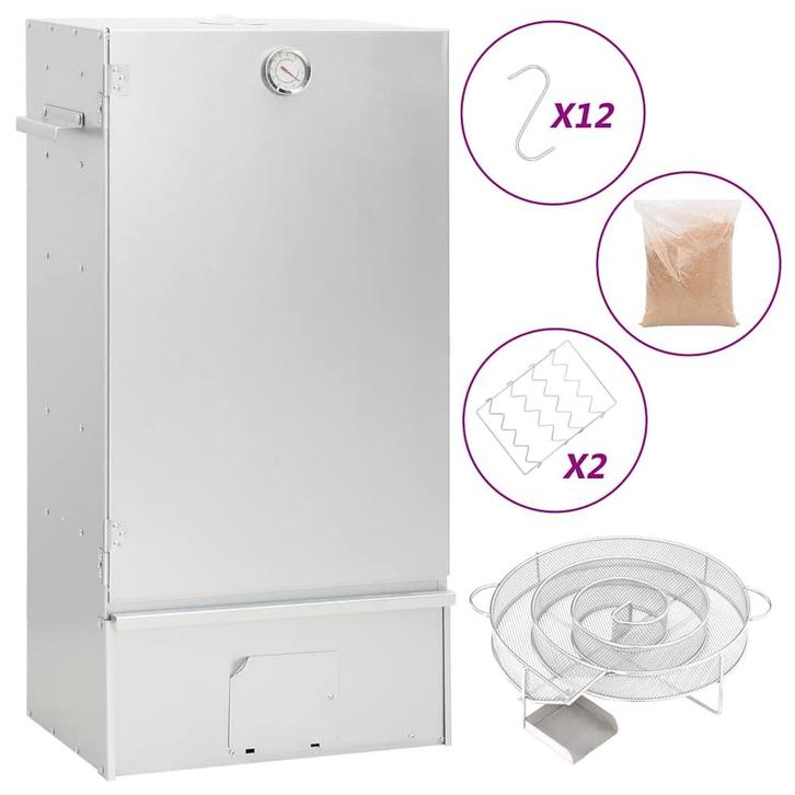 vidaXL BBQ-rookoven met koude rookgenerator gegalvaniseerd, Tuin en Terras, Houtskoolbarbecues, Nieuw, Verzenden