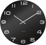 Wandklok Vintage - Zwart rond glas - Ø35cm, Ophalen of Verzenden, Zo goed als nieuw