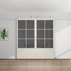 Dubbele stalen schuifdeur 6 Vlaks met kickplate Wit Rook gla, Doe-het-zelf en Verbouw, Nieuw, Metaal, 75 tot 150 cm, 150 tot 225 cm