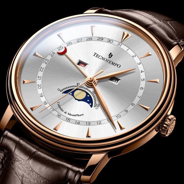 Tecnotempo - Calendar & Moon Phase - 40mm - - Zonder, Sieraden, Tassen en Uiterlijk, Horloges | Heren