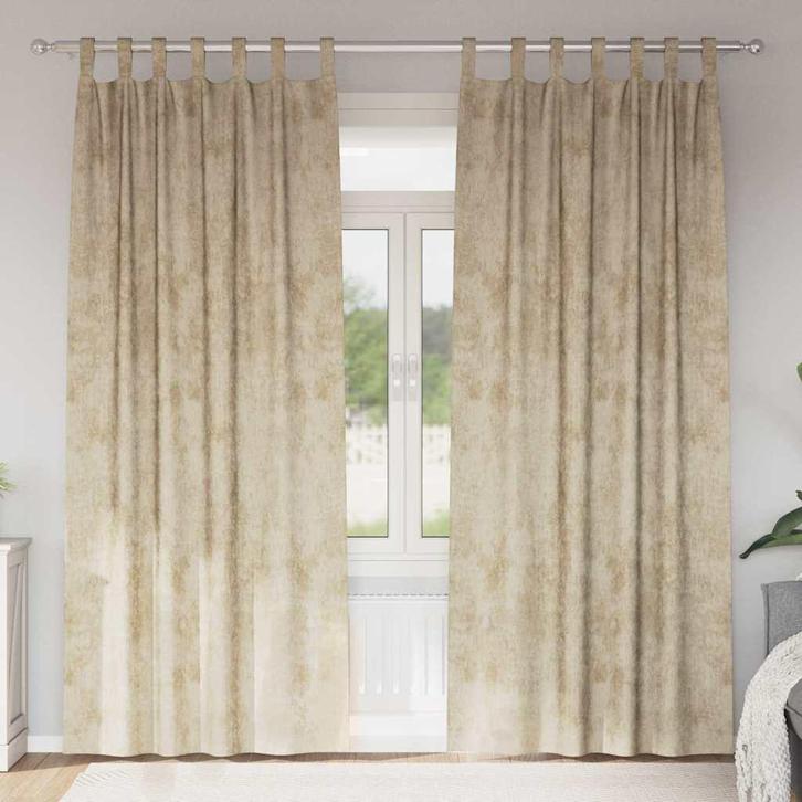 vidaXL Velvet Gordijnen met gordijnen 2 pcs Crème 260 x 140, Huis en Inrichting, Stoffering | Gordijnen en Lamellen, Crème, Nieuw