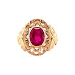 Roségouden vintage ring met robijn 14 krt, Sieraden, Tassen en Uiterlijk, Ringen, Ophalen of Verzenden, Nieuw