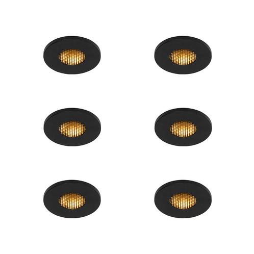 Set van 6 Moderne badkamer inbouwspot zwart IP54 - Shed, Tuin en Terras, Buitenverlichting, Nieuw, Minder dan 50 watt