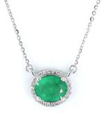 Halsketting - 14 karaat Witgoud - 1.36ct. tw. Smaragd -, Sieraden, Tassen en Uiterlijk, Nieuw