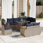 vidaXL 9-delige Loungeset met kussens poly rattan acacia, Tuin en Terras, Verzenden, Nieuw, Rotan, Loungeset