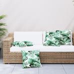 vidaXL Bankkussens 4 st bladpatroon 60x60 cm stof, Verzenden, Nieuw