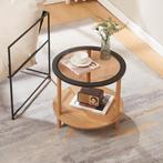 Bijzettafel Latama rond Ø51x45 cm zwart en brons [en.casa], Huis en Inrichting, Tafels | Bijzettafels, Verzenden, Nieuw