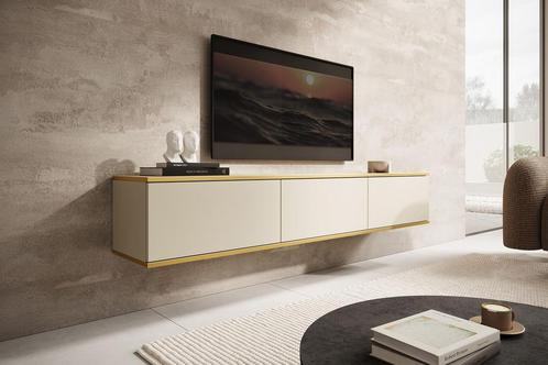 Zwevend TV-Meubel Beige 175x32x30 goud, Huis en Inrichting, Kasten | Televisiemeubels, 150 tot 200 cm, 25 tot 50 cm, Nieuw, Overige materialen