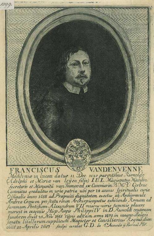 Portrait of Franciscus van den Venne, Antiek en Kunst, Kunst | Etsen en Gravures