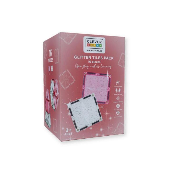 Cleverclixx - Glitter Tiles Pack Transparent / Pink (16, Kinderen en Baby's, Speelgoed | Overig