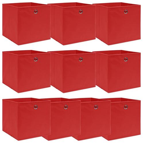 vidaXL Opbergboxen 10 st 32x32x32 cm stof rood, Huis en Inrichting, Woonaccessoires | Kisten, Nieuw, Verzenden