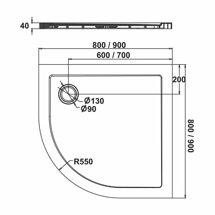 Fusion Douchebak Inbouw Kwartrond 90X90X4 Cm, Doe-het-zelf en Verbouw, Sanitair, Ophalen of Verzenden