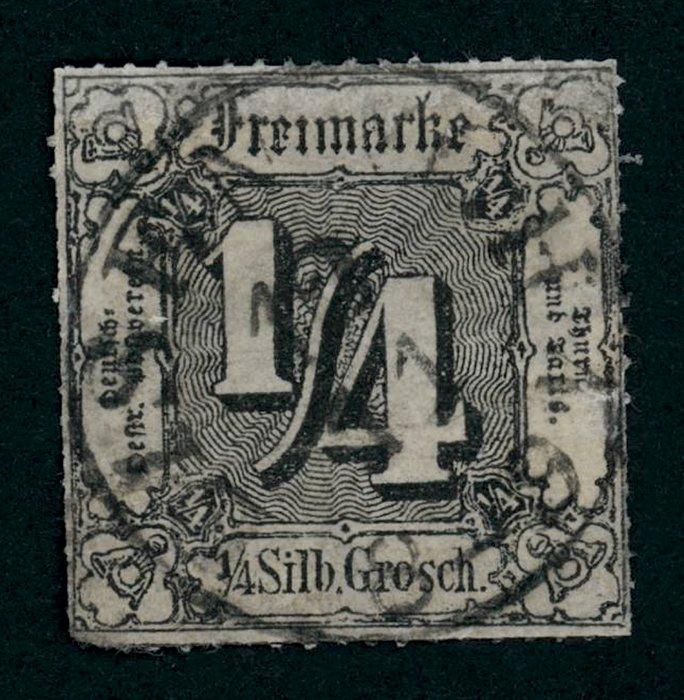 Thurn und Taxis 1865 - Zegel van 1/4 Sgr zwart met stempel, Postzegels en Munten, Postzegels | Europa | Duitsland