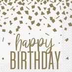 Verjaardag Servetten Happy Birthday Goud Confetti 25cm 16st, Hobby en Vrije tijd, Feestartikelen, Verzenden, Nieuw