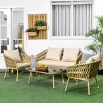 TRUUSK 4-delig Rattan Tuinmeubelset Zitgroep Met 1 Salontafe, Verzenden, Nieuw