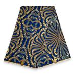 Afrikaanse stof - Blauwe patterns - 100% katoen - 1 yard, Hobby en Vrije tijd, Stoffen en Lappen, Ophalen of Verzenden, Nieuw