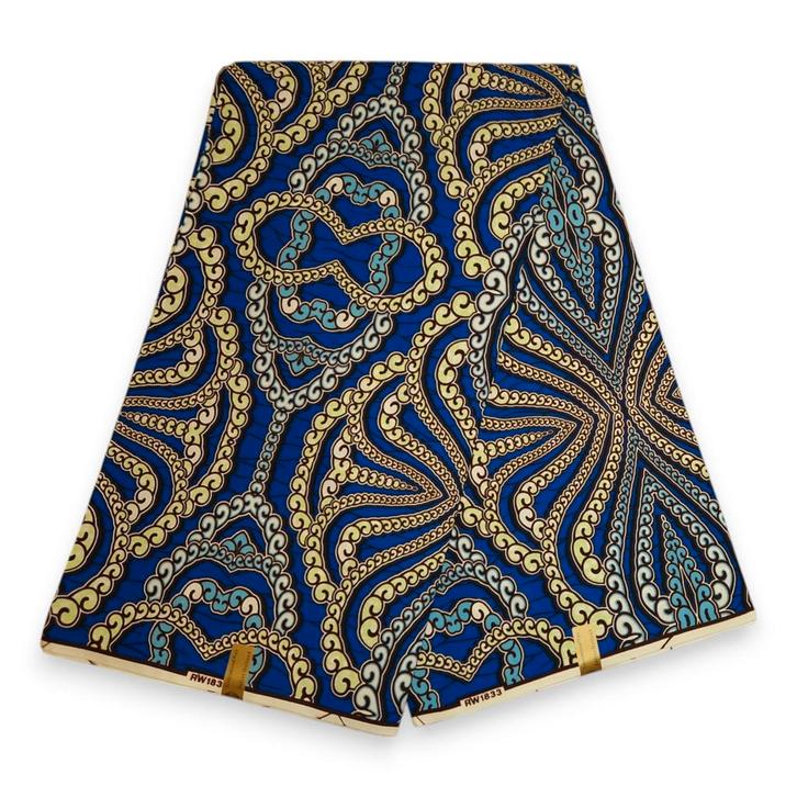 Afrikaanse stof - Blauwe patterns - 100% katoen - 1 yard, Hobby en Vrije tijd, Stoffen en Lappen, Nieuw, Ophalen of Verzenden