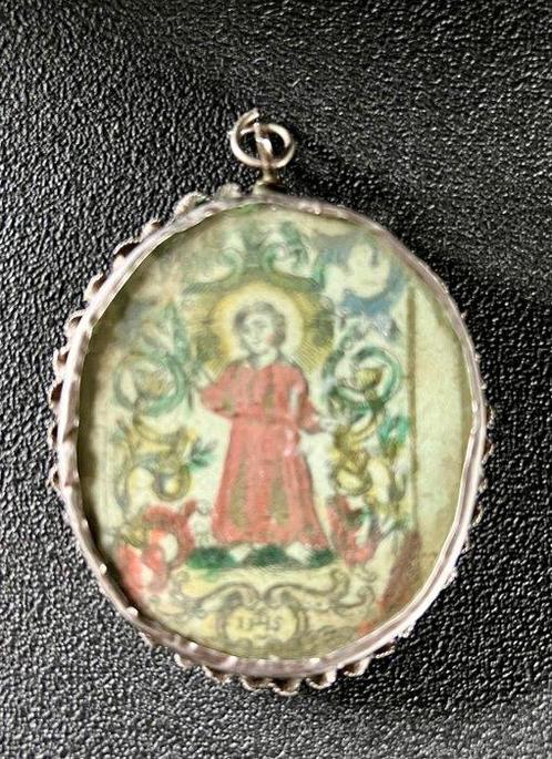 Reliekhouder - Glas, Legering, Papier - 1650-1700 - Dubbele, Antiek en Kunst, Kunst | Niet-Westerse kunst