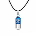 Fako Bijoux® - Ketting Ashanger / Assieraad - Love - Blauw, Verzenden, Nieuw
