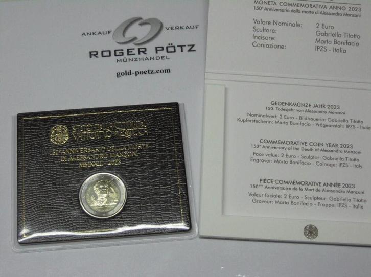 Vatikan 2 Euro 2023 Manzoni stempelglanz Ovp im Originalf..., Postzegels en Munten, Munten | Europa | Euromunten, Verzenden