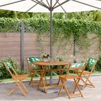 vidaXL 5-delige Tuinset bladpatroon stof en massief hout, Verzenden, Nieuw, Hardhout, Tuinset