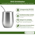 My Green Deal – RVS Thermo Bekers met Rietje – 2 stuks, Verzenden, Nieuw