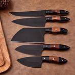 Keukenmes - Chefs knife - hout en zwarte plaat Hoogwaardig