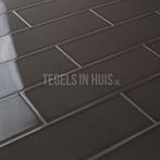 Wandtegel 10x30 cm vt smoke slate grijs glans wandtegel, Nieuw, Ophalen of Verzenden, 10 m² of meer, Wandtegels
