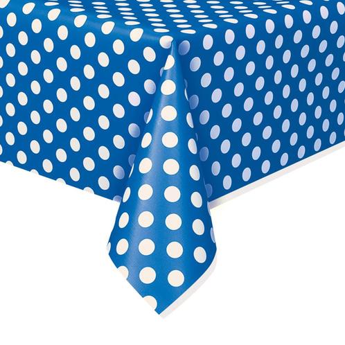 Blauwe Tafelkleed Witte Stippen 2,74m, Hobby en Vrije tijd, Feestartikelen, Nieuw, Verzenden