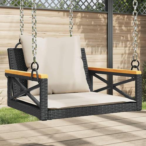 vidaXL Schommelbank met kussens 63x62x40 cm poly rattan, Tuin en Terras, Tuinbanken, Nieuw, Rotan, Verzenden