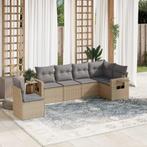 vidaXL 6-delige Loungeset met kussens poly rattan beige, Verzenden, Nieuw, Rotan, Loungeset