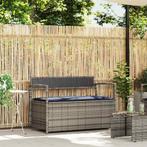 vidaXL Tuinbank met kussen, grijs polyrotan, Verzenden, Nieuw, Rotan