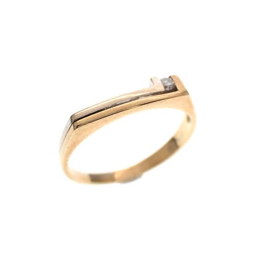 Bicolor gouden ring gezet met diamant 0,03 ct. (14 karaat), Sieraden, Tassen en Uiterlijk, Ringen, Dame, Met edelsteen, Overige kleuren