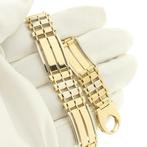 Bicolor gouden fantasie schakel armband | 21,5 cm (witgoud), Sieraden, Tassen en Uiterlijk, Armbanden, Ophalen of Verzenden, Gebruikt