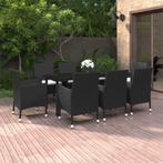 vidaXL 9-delige Tuinset met kussens poly rattan en glas, Nieuw, 8 zitplaatsen, Tuinset, Verzenden