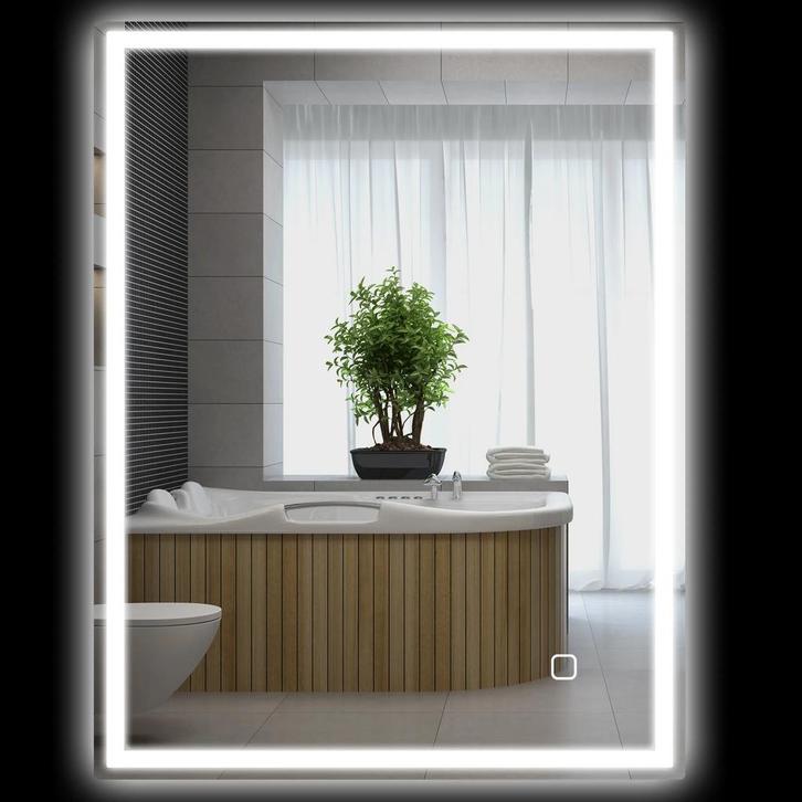 TRUUSK Badkamerspiegel Met Verlichting 90x70 cm - LED Spiege, Huis en Inrichting, Woonaccessoires | Spiegels, Nieuw, Verzenden