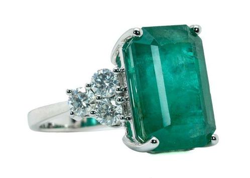 Zonder Minimumprijs - Ring - 14 karaat Witgoud, Groen, Sieraden, Tassen en Uiterlijk, Ringen