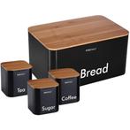 Kinghoff KH-1086 broodtrommel set zwart RVS met hout 35 x 23, Huis en Inrichting, Ophalen of Verzenden, Nieuw