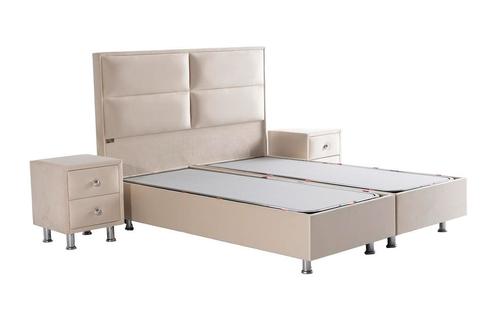 Opberg Boxspring Magnum – Beige Velvet (Zonder Matras) -, Huis en Inrichting, Slaapkamer | Boxsprings, Nieuw, Verzenden
