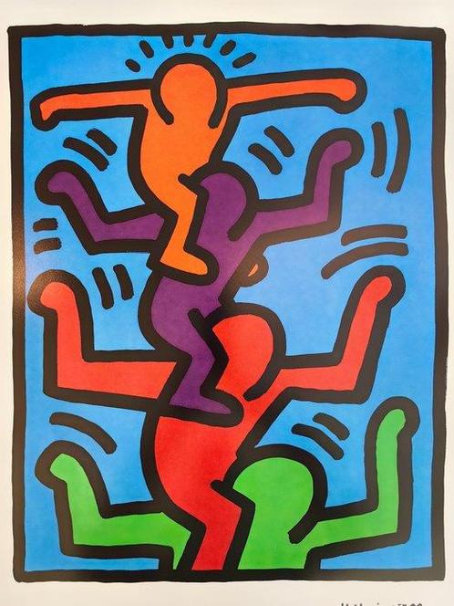 Keith Haring (after) - Four Person Stack / New York 88, Antiek en Kunst, Kunst | Tekeningen en Foto's