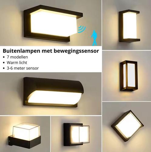 Buitenlamp met Sensor – LED Verlichting Zwart – 40% Korting, Huis en Inrichting, Lampen | Wandlampen, Nieuw, Verzenden