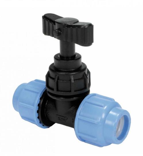 PE stopkraan 32mm 2x knelkoppeling Kiwa, Tuin en Terras, Tuinslangen, Ophalen of Verzenden