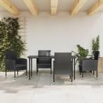vidaXL 5-delige Tuinset poly rattan en staal zwart, 4 zitplaatsen, Nieuw, Tuinset, Verzenden