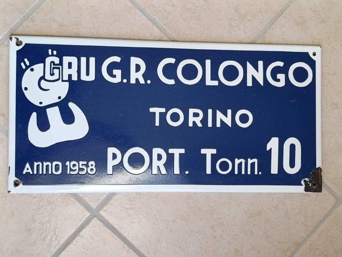 Nummerplaat (1) - Colongo Gru - Targa smaltata Gru Colongo, Antiek en Kunst, Antiek | Wandborden en Tegels