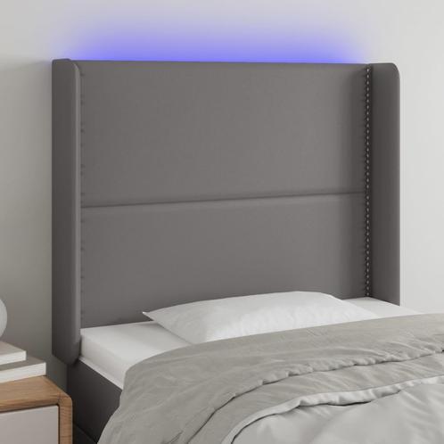 vidaXL Hoofdbord LED 83x16x118/128 cm kunstleer grijs, Huis en Inrichting, Slaapkamer | Bedden, Grijs, Nieuw, Overige materialen