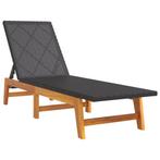 Ligstoel poly rattan/acacia | retourdeal | 35%, Tuin en Terras, Tuinstoelen, Ophalen of Verzenden, Nieuw, Rotan, Verstelbaar