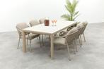 Pisa/Kings rope tuinset voor 6 personen 220x100 cm. - Latte, Tuin en Terras, Verzenden, Nieuw, Overige materialen, Tuinset