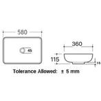 Wiesbaden Karé Waskom Rechthoekig - 58x36x11.5cm - Keramiek, Doe-het-zelf en Verbouw, Sanitair, Ophalen of Verzenden, Nieuw