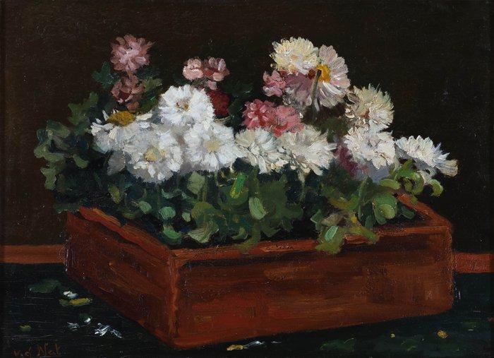 Willem Hendrik van der Nat (1864–1929) - Witte en roze, Antiek en Kunst, Kunst | Schilderijen | Klassiek